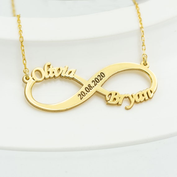 Infinity Two Name Necklace Valentine s Day Gift Personalized