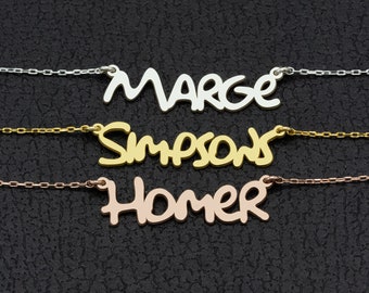 Personalized Name Necklace - Mother's Day Gift - Silver Necklace - The Simpsons Font Name Necklace - Tiny Name Necklace Font08