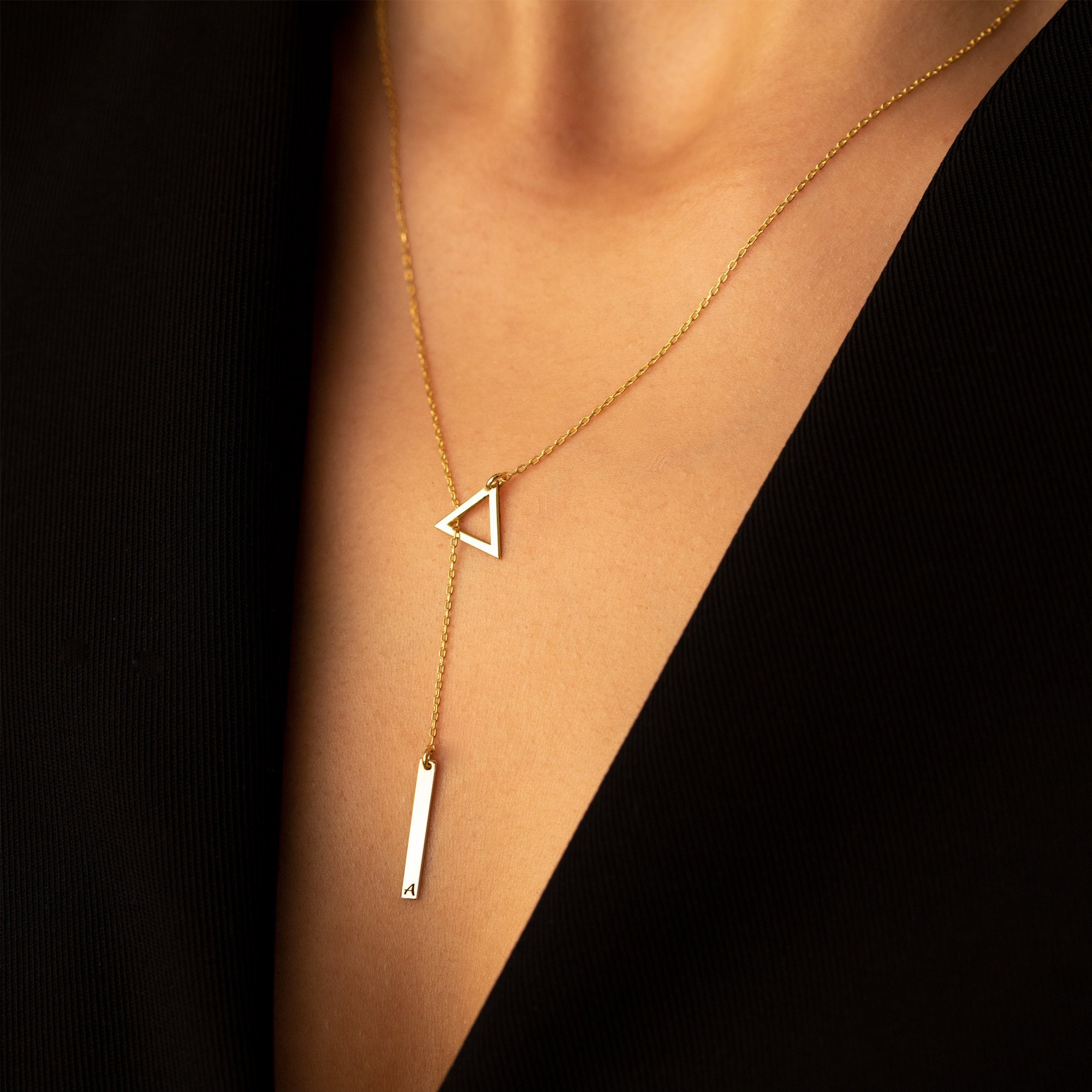 Lariat Y Necklace Valentine s Day Gift Triangle Lariat Necklace