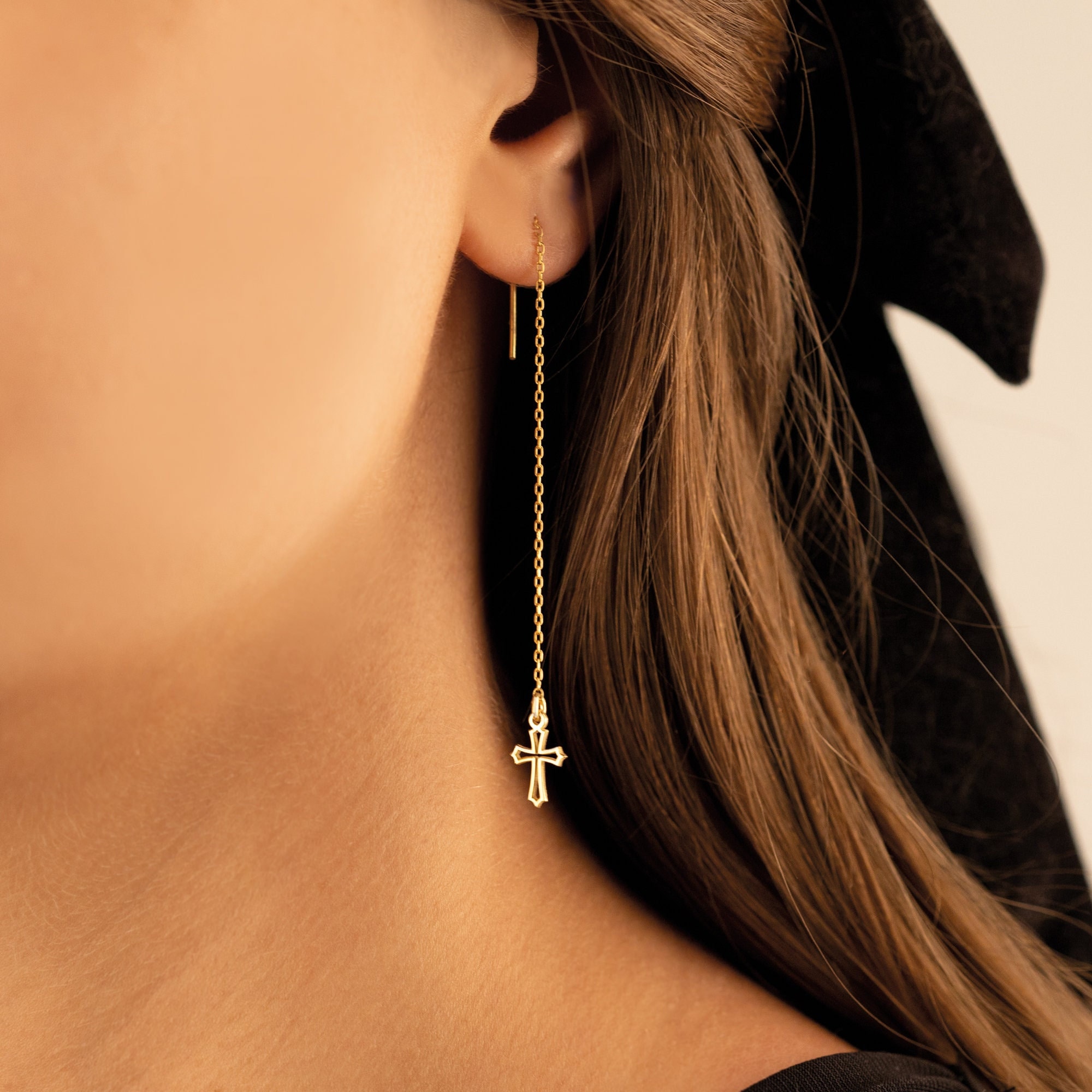Cross threader earrings clearance