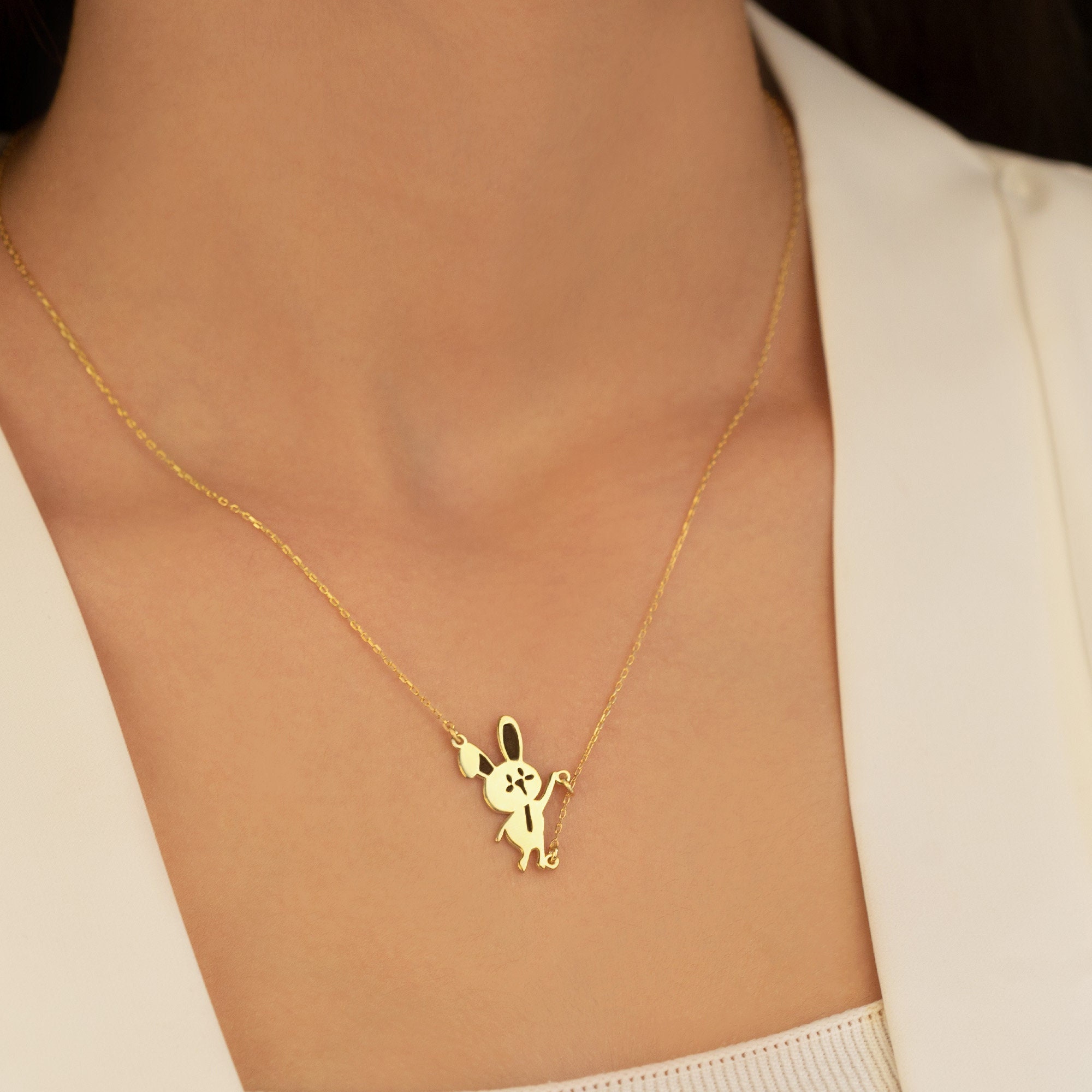 Rabbit Necklace - Mother's Day Gift - Bunny Necklace - Halloween Gift Jewelry - Easter Necklace - Love Pet Jewelry - Gift for Kids