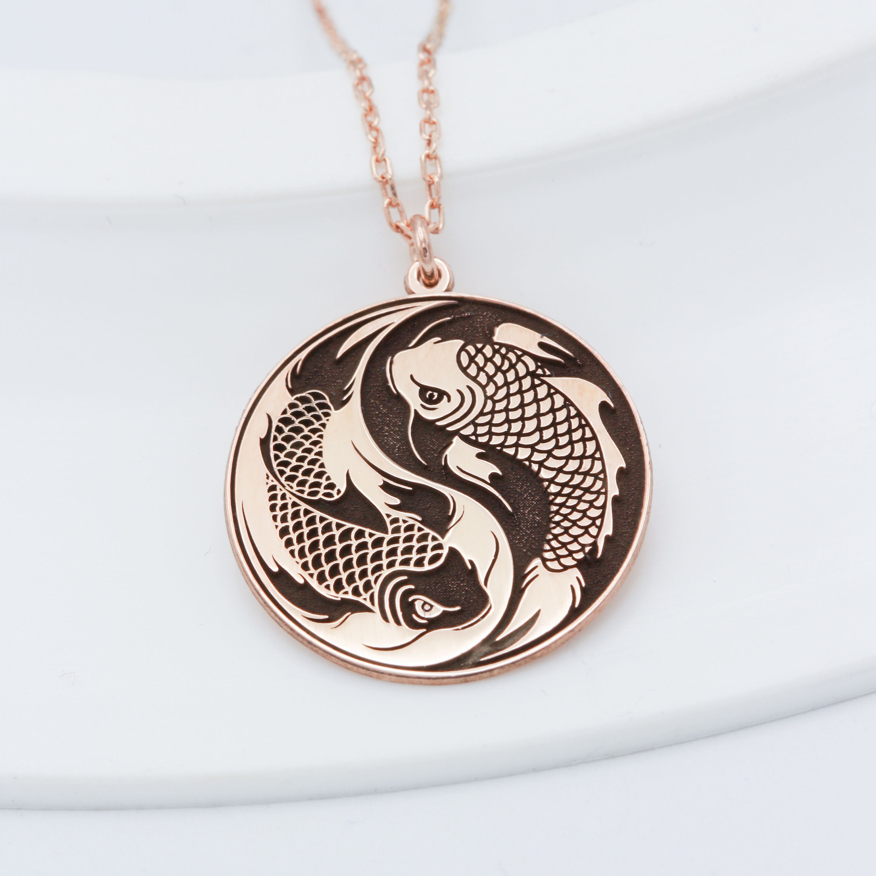 Gold Koi Fish Necklace - Mother's Day Gift - Yinyang