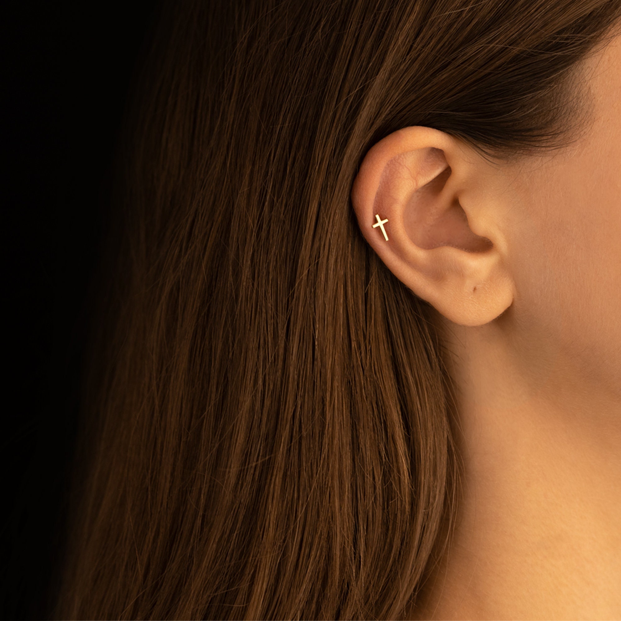 Dainty Cross Stud Earring - Gold Tiny Cross Tragus Earrings - Christmas Gift - Minimalist Cross Earrings - Christian Gift - Gift for Her