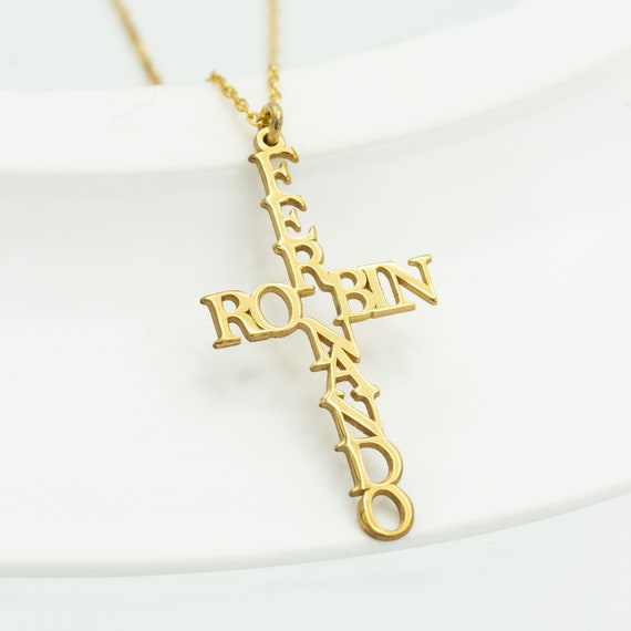 Personalized gold cross necklace sale
