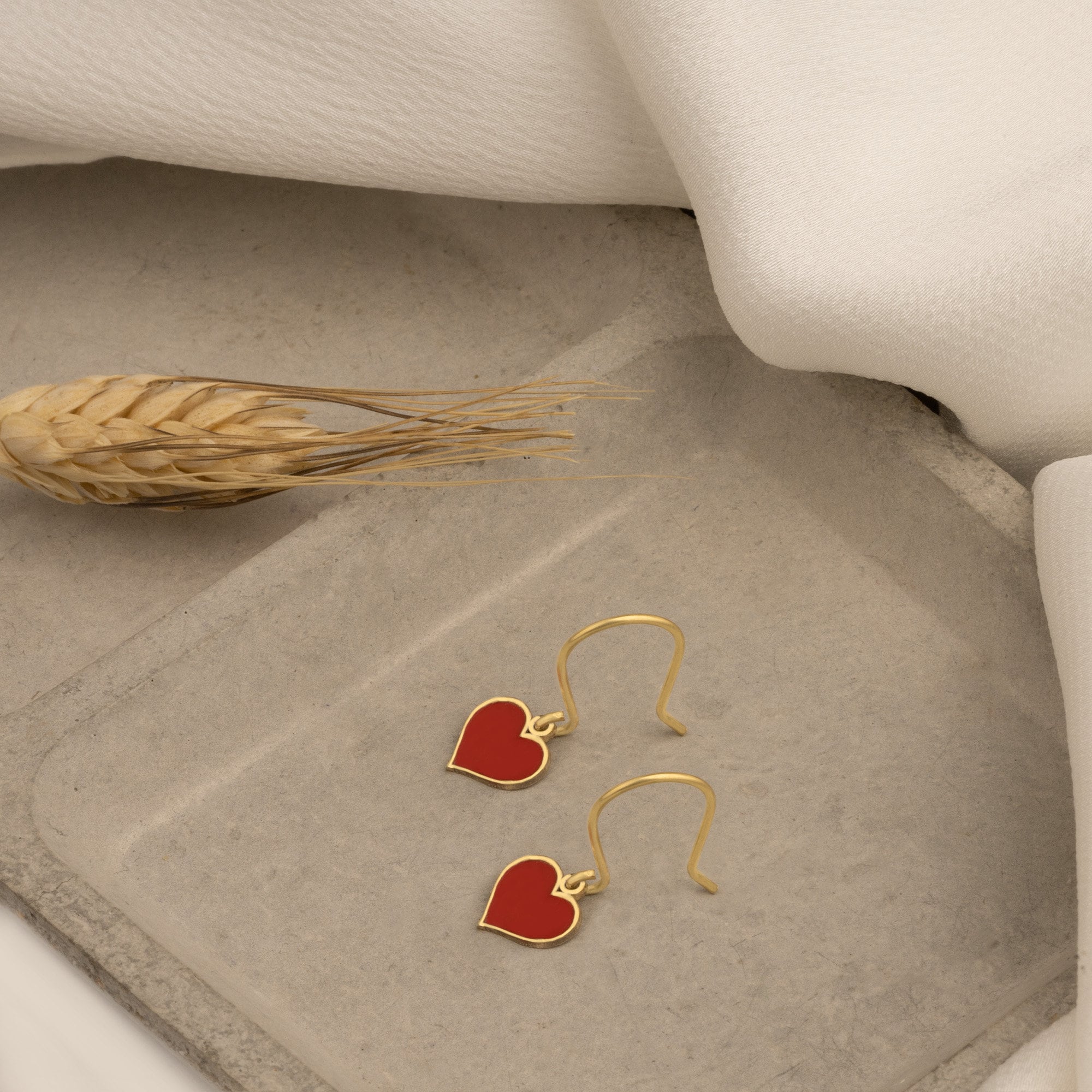 Red Heart Earring - Mother&#39;s Day Gift - Enamel Heart Earrings - Love Earrings - Minimalist Earring - For Your Love Jewelry - Gift for Her