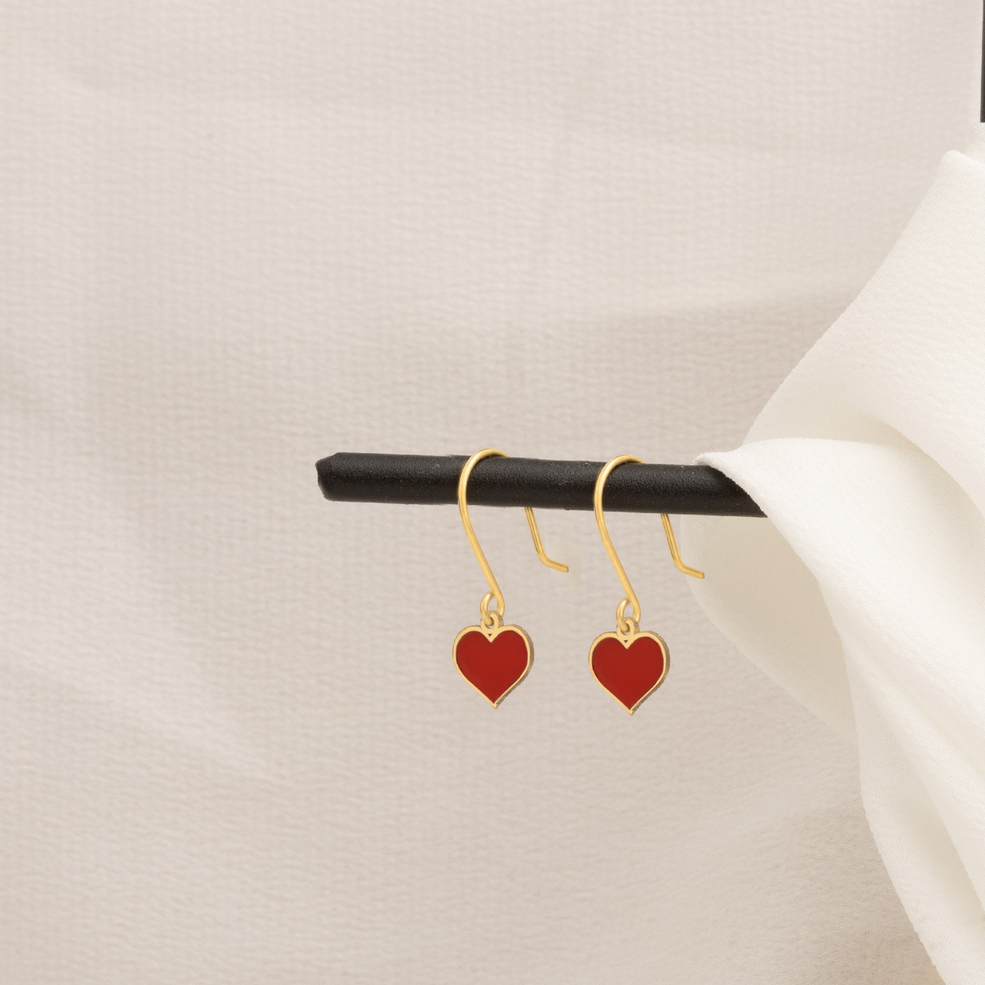 Red Heart Earring - Mother&#39;s Day Gift - Enamel Heart Earrings - Love Earrings - Minimalist Earring - For Your Love Jewelry - Gift for Her