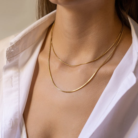 Box Chain Necklace Valentine s Day Gift 1mm Box Chain 1.5mm Box