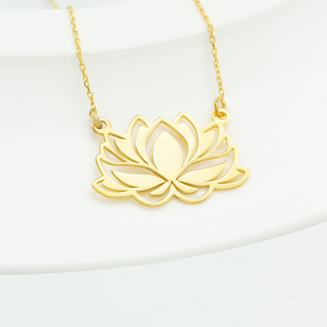 Gold Lotus Flower Necklace Christmas Gift Silver Yoga Necklace Rose ...