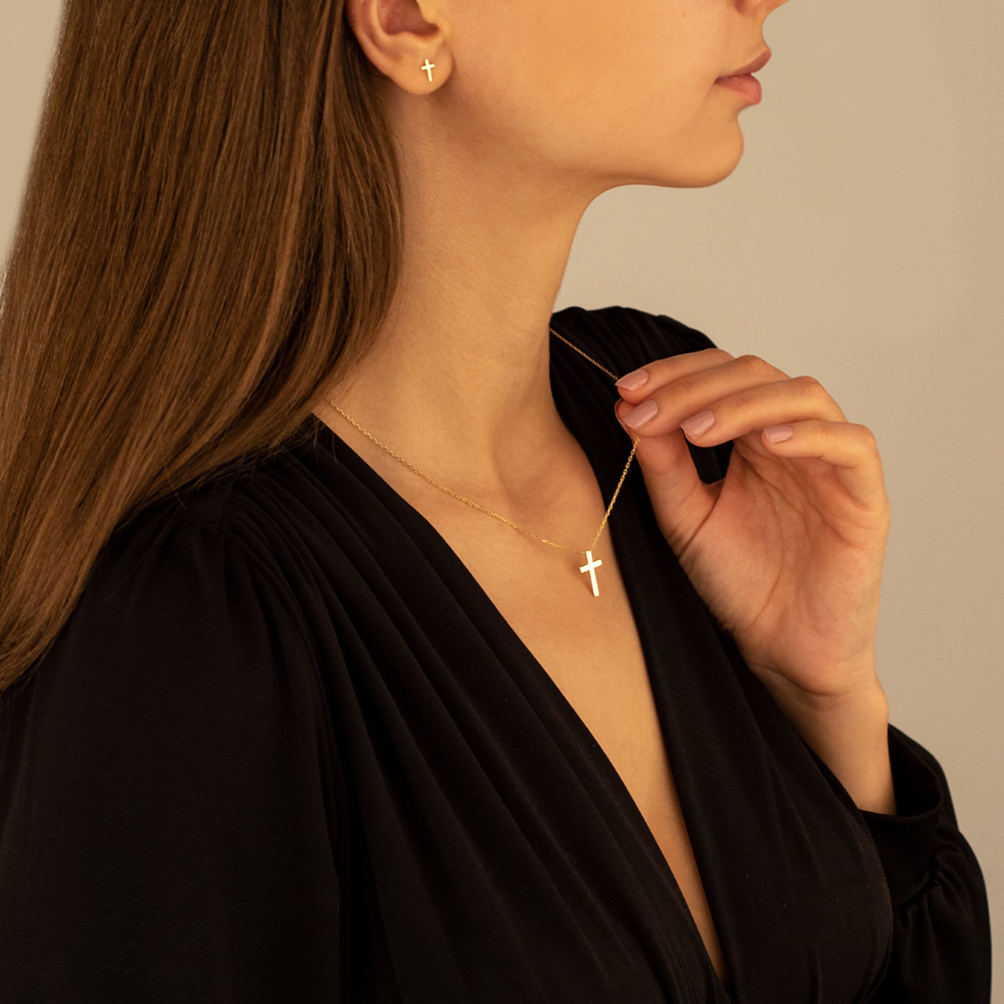 Dainty Cross Stud Earring - Gold Tiny Cross Tragus Earrings - Christmas Gift - Minimalist Cross Earrings - Christian Gift - Gift for Her