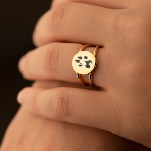 Custom Initials Letter Rings, Custom Paw Print Ring, Personalized Gift, Birthday Gift