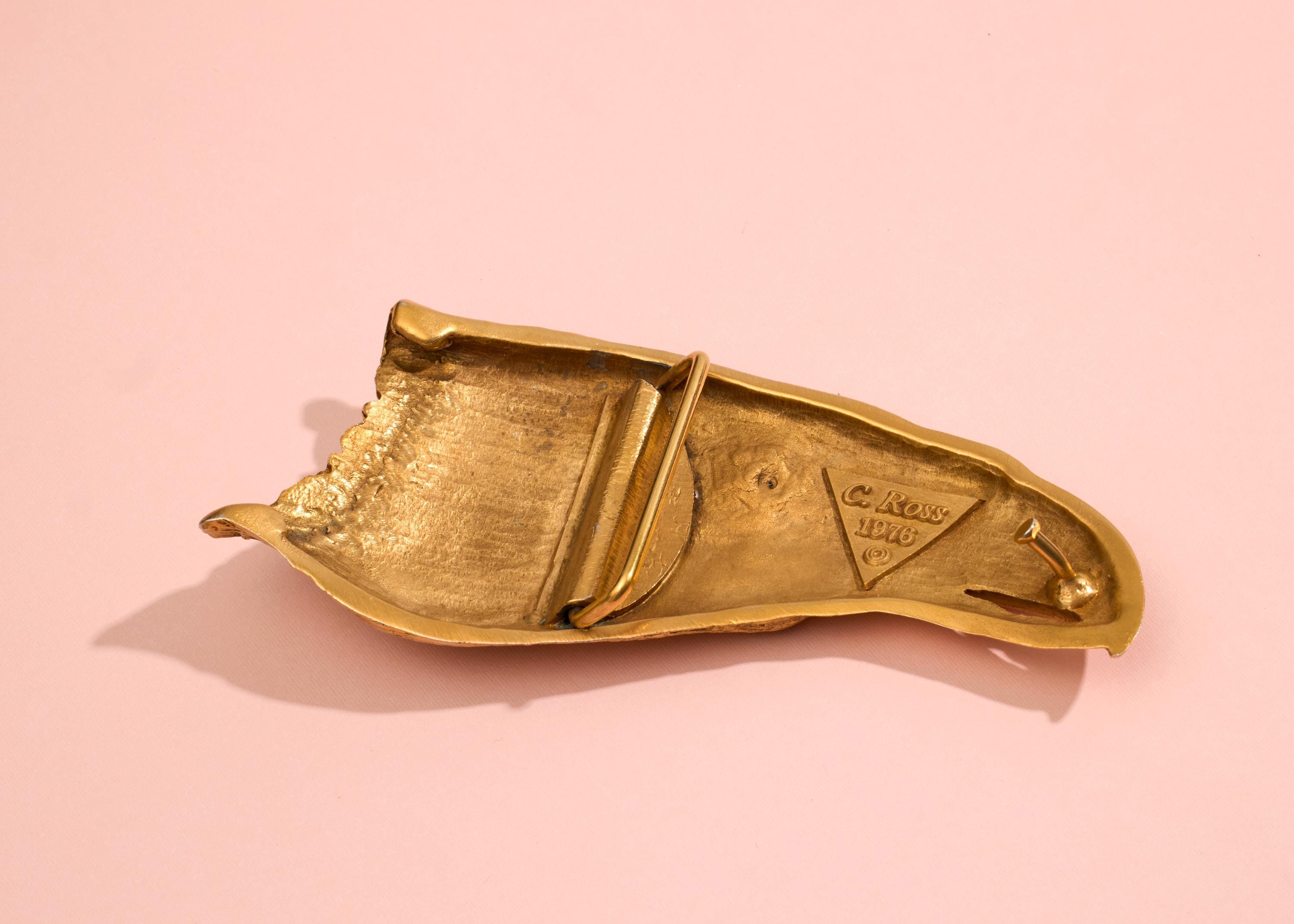 Christopher Ross Bald Eagle Belt Buckle 1976 Rare 1976 Christopher Ross Brass Eagle Belt Buckle – Amber  main image 2