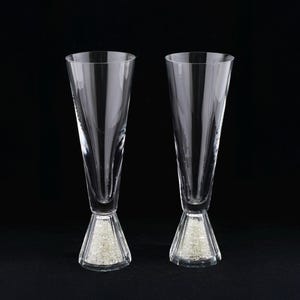 Saks Fifth Ave Rhinestone Crystal Champagne Flutes Set of 2, Vintage Glam