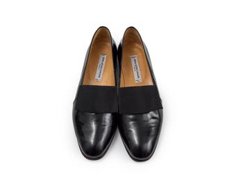 Mocasines Balenciaga Paris vintage de piel negra, talla 8, hechos en Italia.