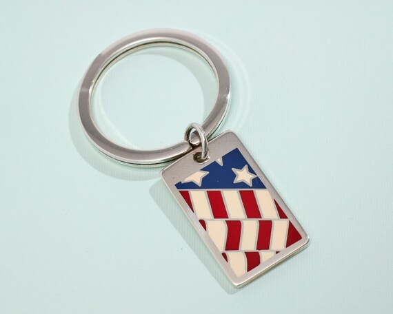 Vintage 1994 Tiffany Enamel, Sterling Silver Waving American Flag