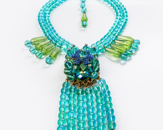 Stanley Hagler NYC Necklace Shades Of Green and B… - image 4