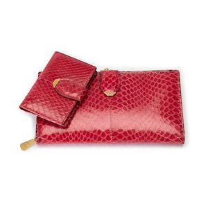 Cartera plegable vintage de piel y serpiente de látigo de Bosca con monedero y llavero