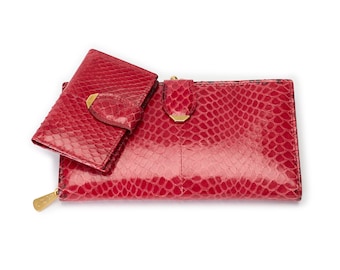 Vintage Bosca Whipsnake & Leder Zweifach Geldbörse Set mit Geldbörse und Schlüsseletui