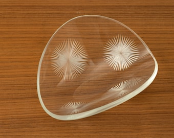 MCM Atomic Glasschale mit geschliffenen Glas Starbursts