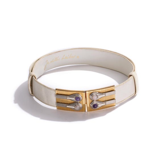 Vintage Judith Leiber Gold, Silver Tone Metal and Leather 