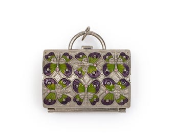 Judith Leiber for Neiman Marcus Butterfly Handbag Pill Box Keychain Charm