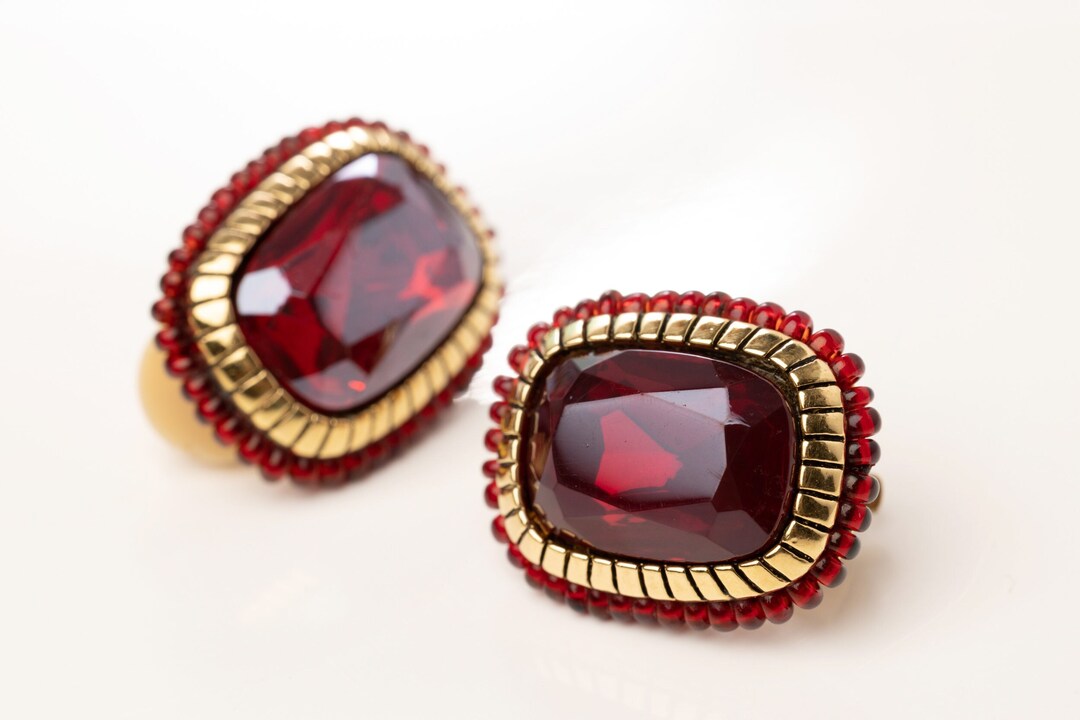 ◆VINTAGE HOLLYWOOD◆ Color Clip Earrings VH239OEA006B Vintage Earrings Oscar de la Renta Clip Earrings Antique