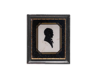 Retrato vintage de Bache, silueta de la "Juventud Colonial" (10x12,5 cm)