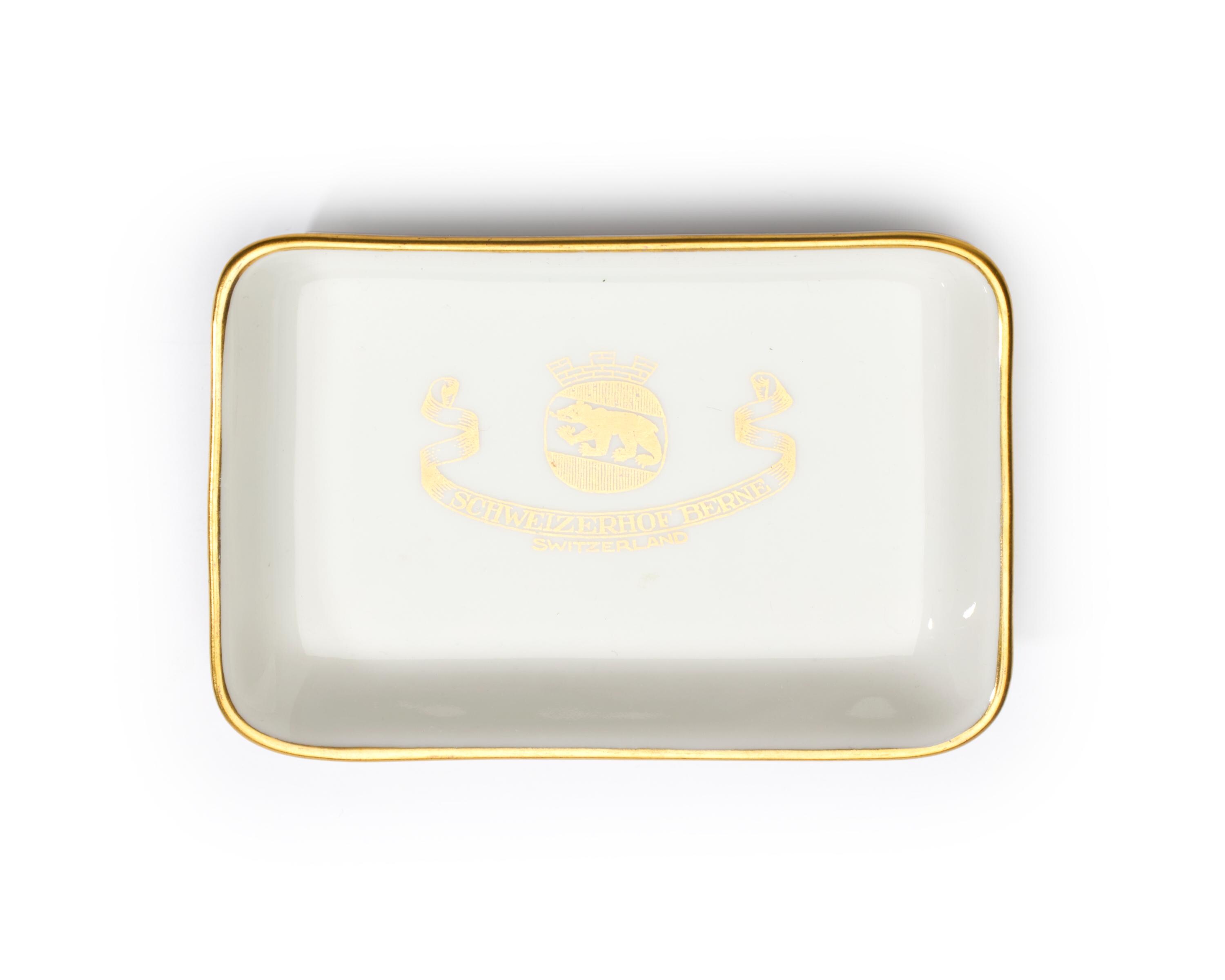 Vintage Schweizerhof Bern Hotel Tip Dish or Ashtray Switzerland 4" x 3" Ceramic