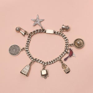Castelan Mexico Vintage Sterling 925 Dangle Bracelet – 9 Charms