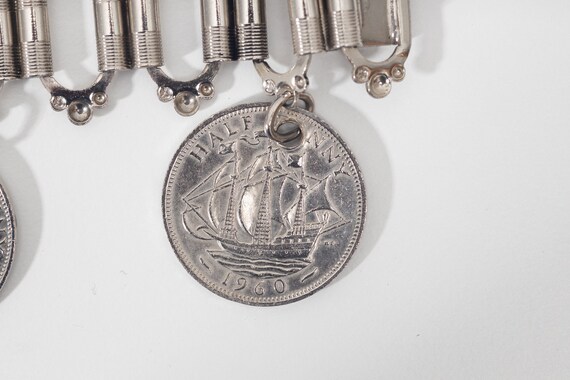 30” Coin Belt Silver Tone Loop Chain Belt with 18… - image 8