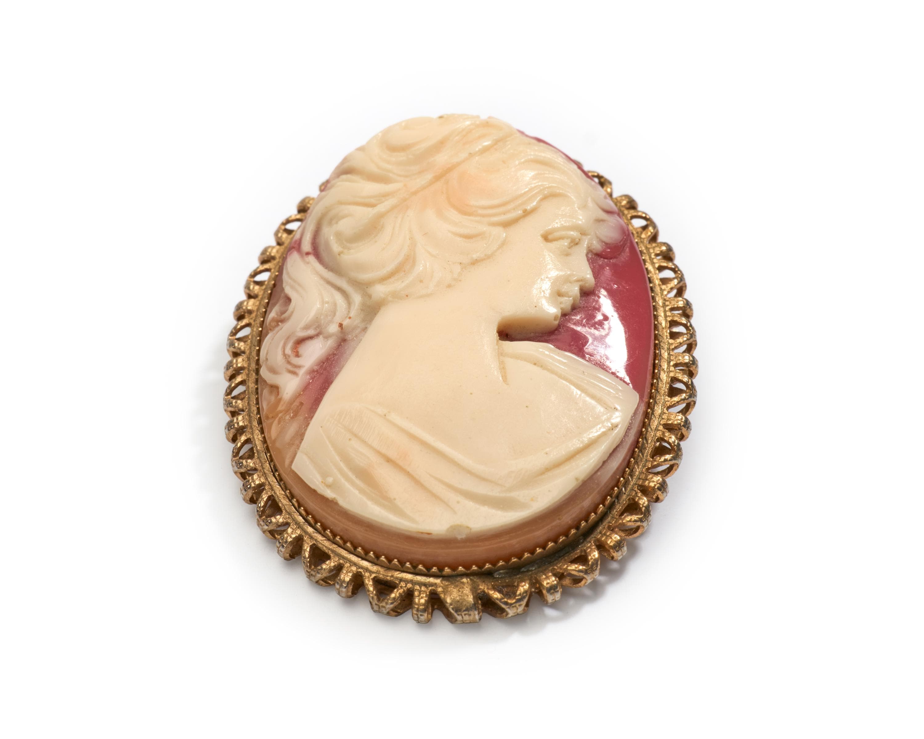 カメオ オーバル型 ブローチ ヴィンテージカメオブローチ：フェイク