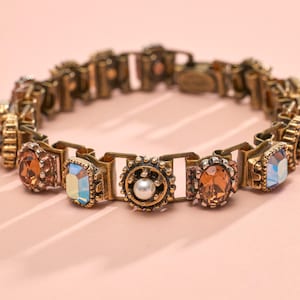 Sweet Romance Autumn Haze Bracelet: Bronze, Topaz & Pearl Crystals