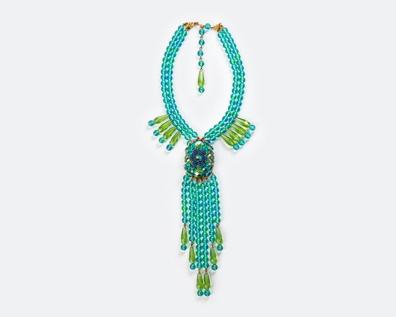 Stanley Hagler NYC Necklace Shades Of Green and B… - image 2