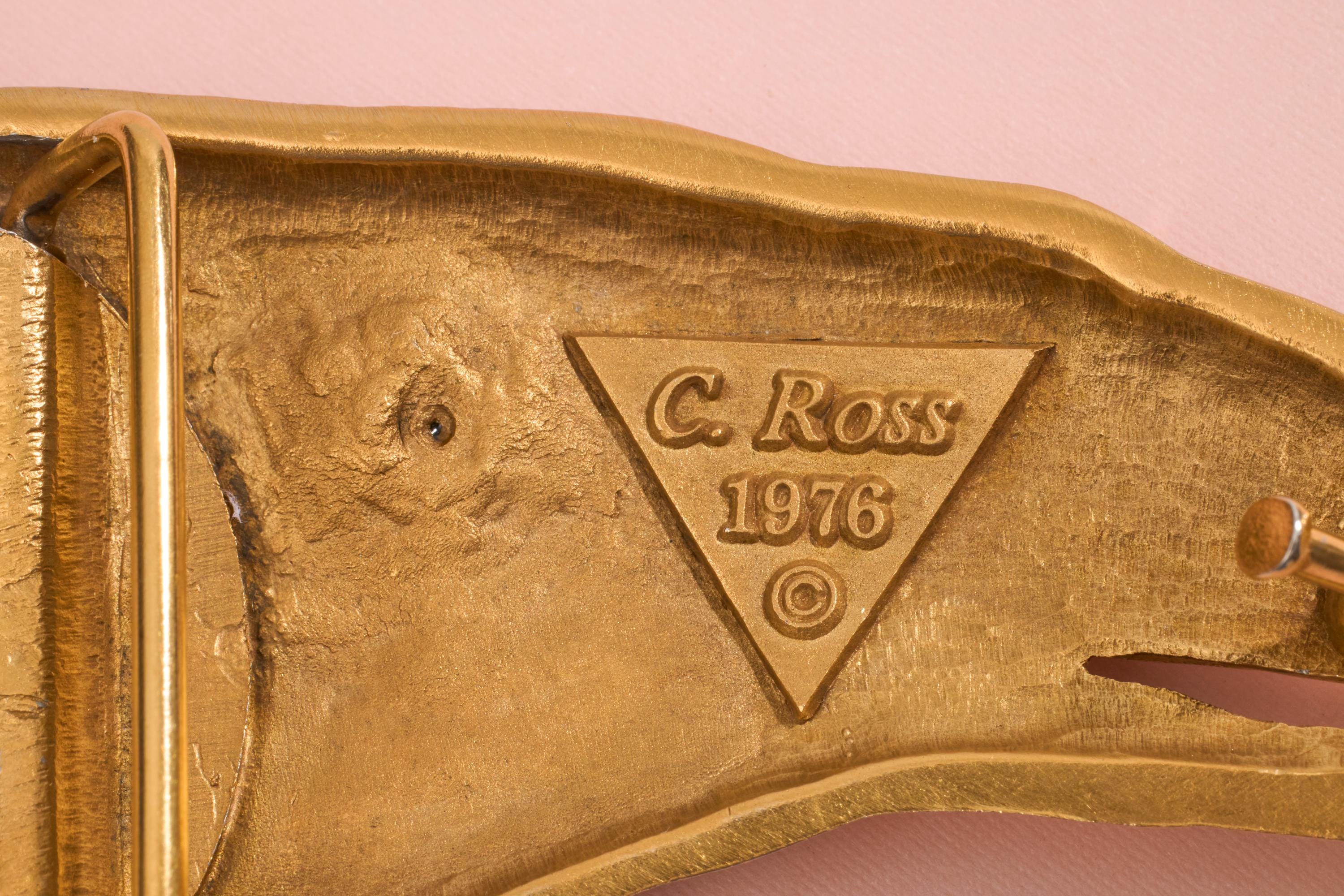 Christopher Ross Bald Eagle Belt Buckle 1976 Rare 1976 Christopher Ross Brass Eagle Belt Buckle – Amber  main image 3