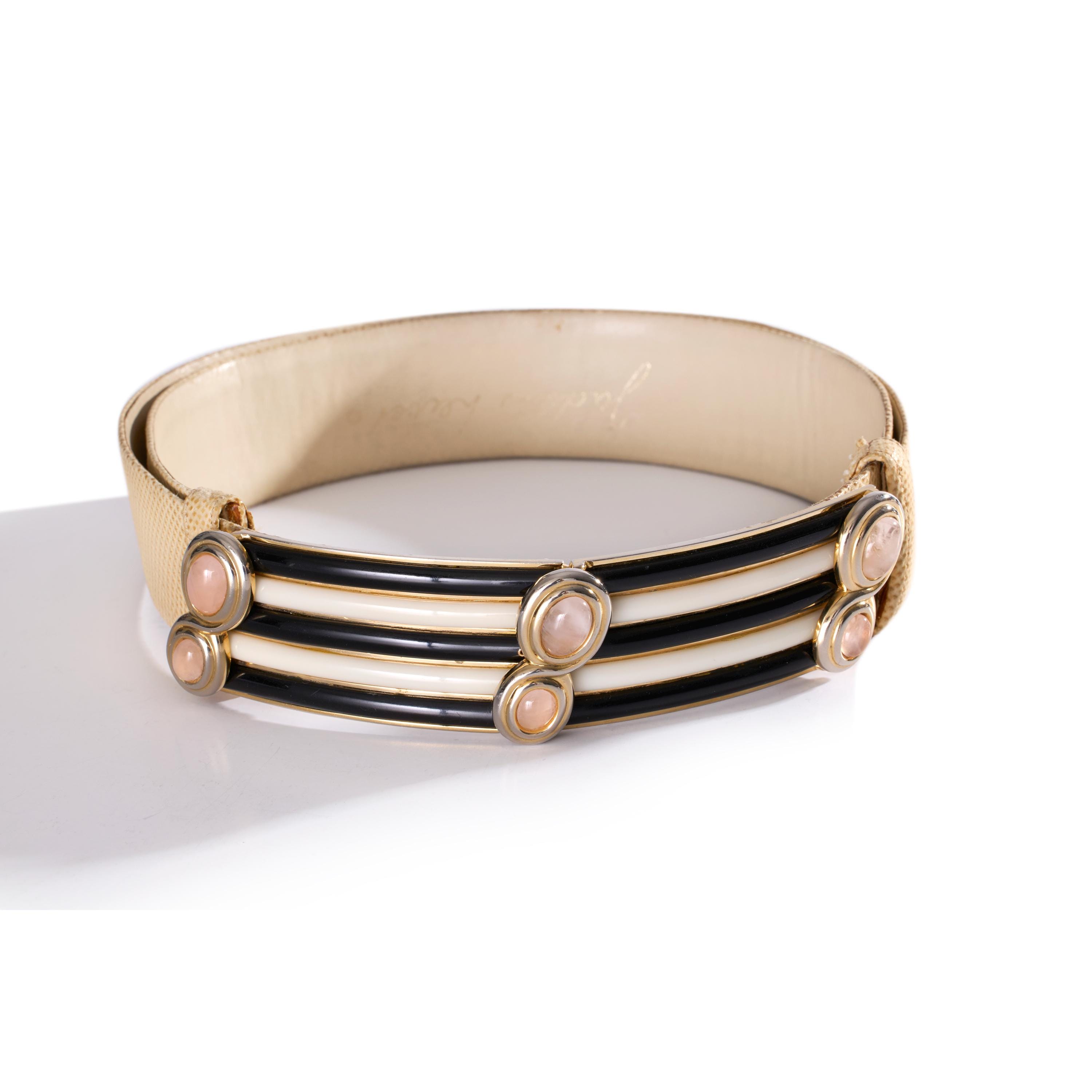 Vintage Judith Leiber Gold Crown Stretch Belt Grannycore Size Small JUDITH LEIBER-Black/Gold Belt – Closet NV Shop main image 3