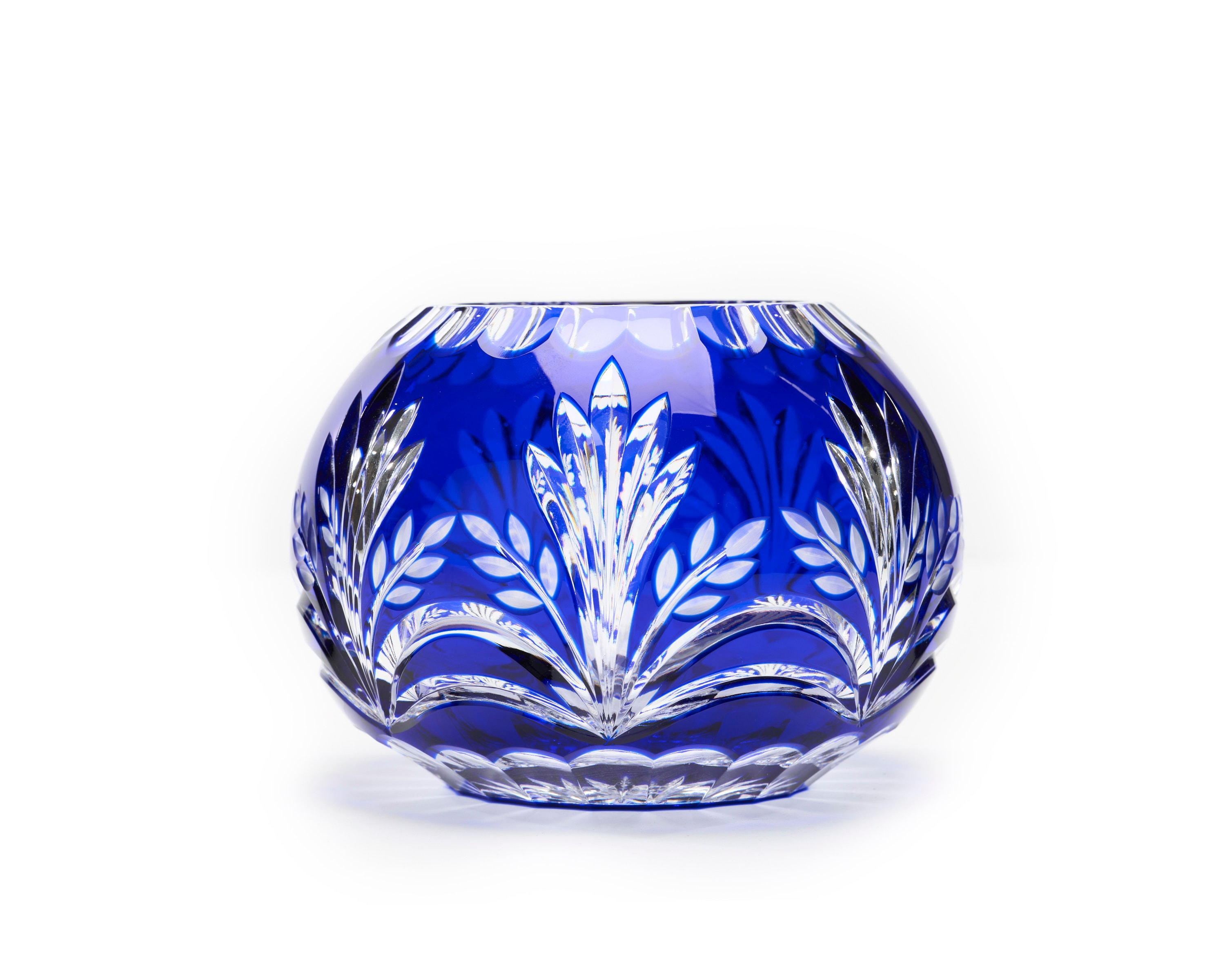 コバルトブルー ハンガリークリスタル 大型花瓶 花器 ヴィンテージ コバルトブルー カット クリスタル花瓶：1980年代