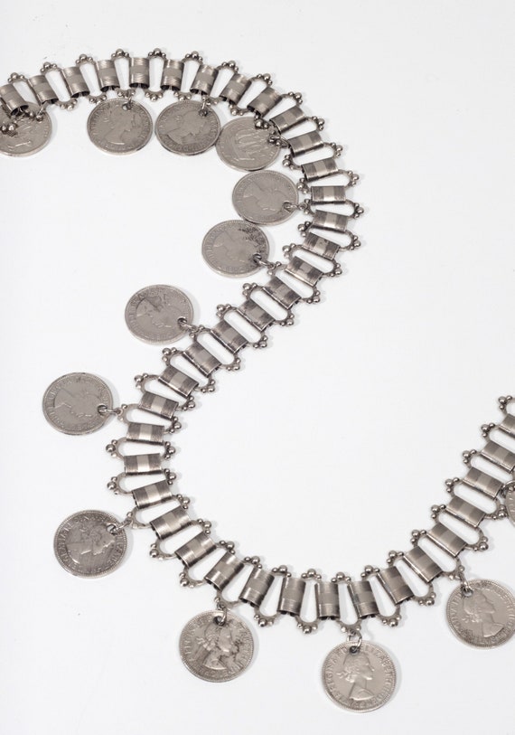 30” Coin Belt Silver Tone Loop Chain Belt with 18… - image 5