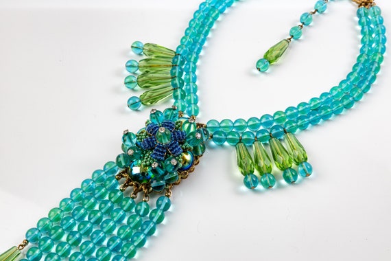 Stanley Hagler NYC Necklace Shades Of Green and B… - image 5