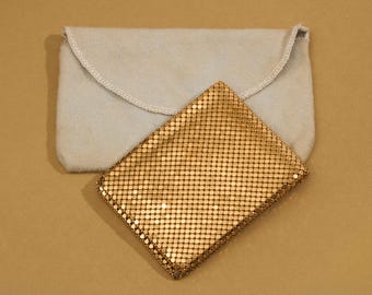 Vintage Gold Mesh Coin Purse | 1970s Folded Clutch with Dust Bag