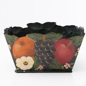 Vintage Metal Tole Hand Painted Fruit Basket Centerpiece