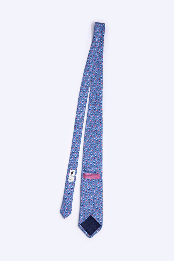 Vineyard Vines Silk Crab Apple Blue Tie Handpicke… - image 5
