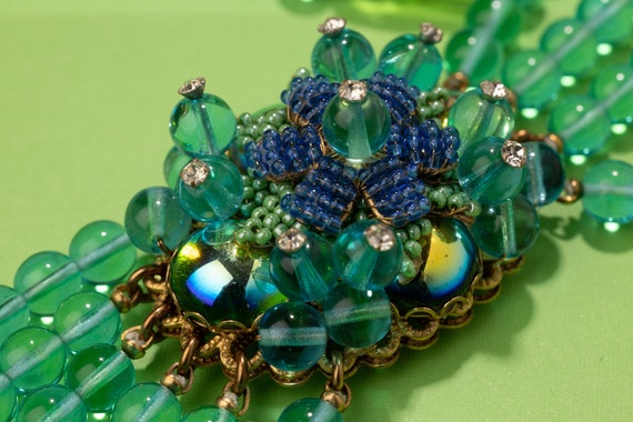 Stanley Hagler NYC Necklace Shades Of Green and B… - image 8