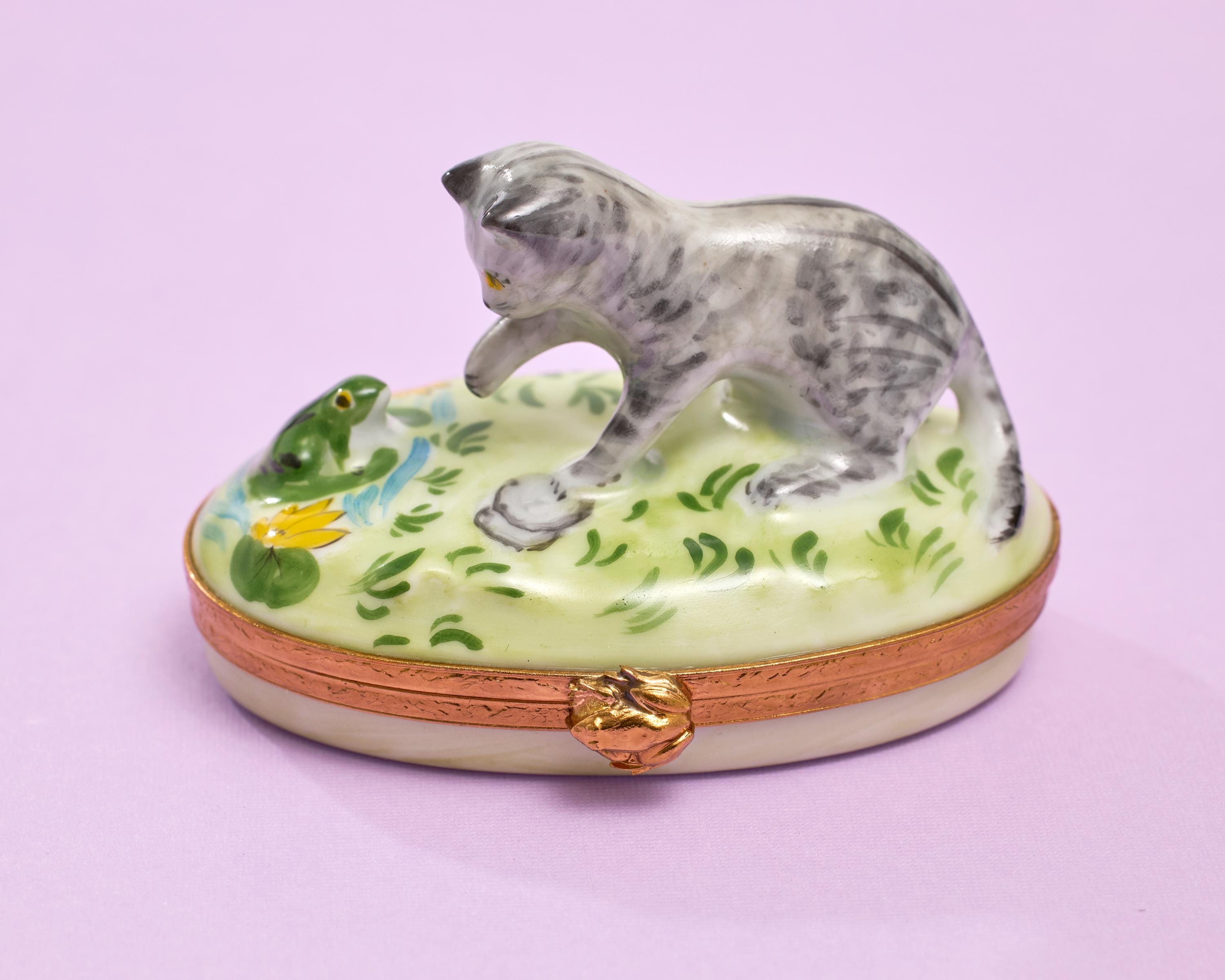 リモージュボックス 猫 ネコ 椅子 花束 ブーケ 手紙 フランス製