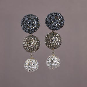 Richard Kerr Silver and Gray Crystal Dangle Pair of Clip Earring