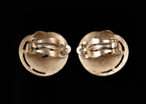 Trifari Crown Gold Tone Leaf Clip-On Earrings - image 5