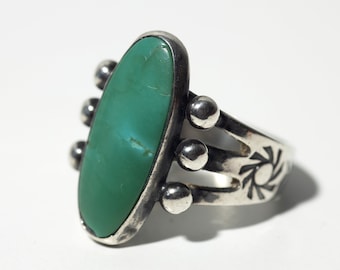 Navajo Green Turquoise Ring for Women & Girls – Sterling Silver, Size 6.25, 4.87g