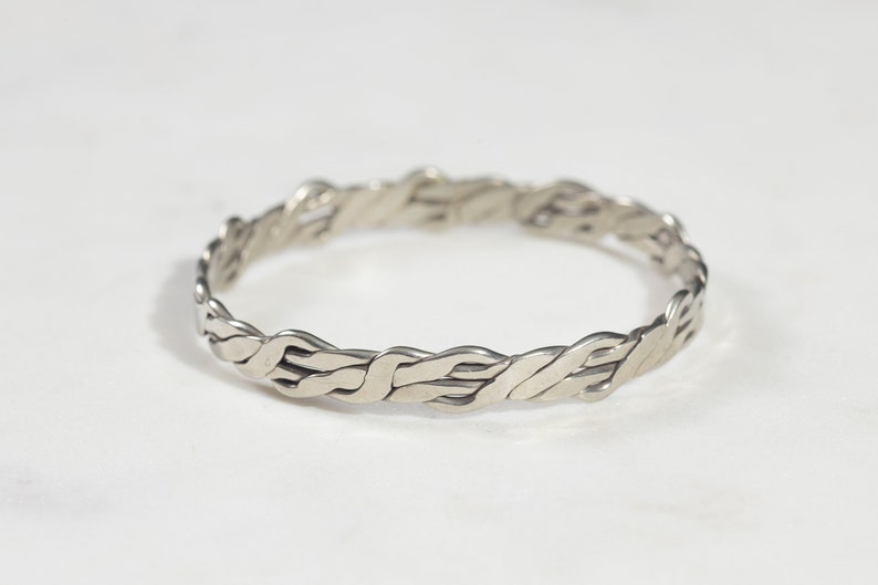 Vintage Sterling Silver Handmade Braided Bangle Bracelet