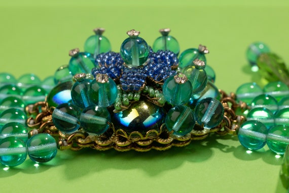 Stanley Hagler NYC Necklace Shades Of Green and B… - image 6