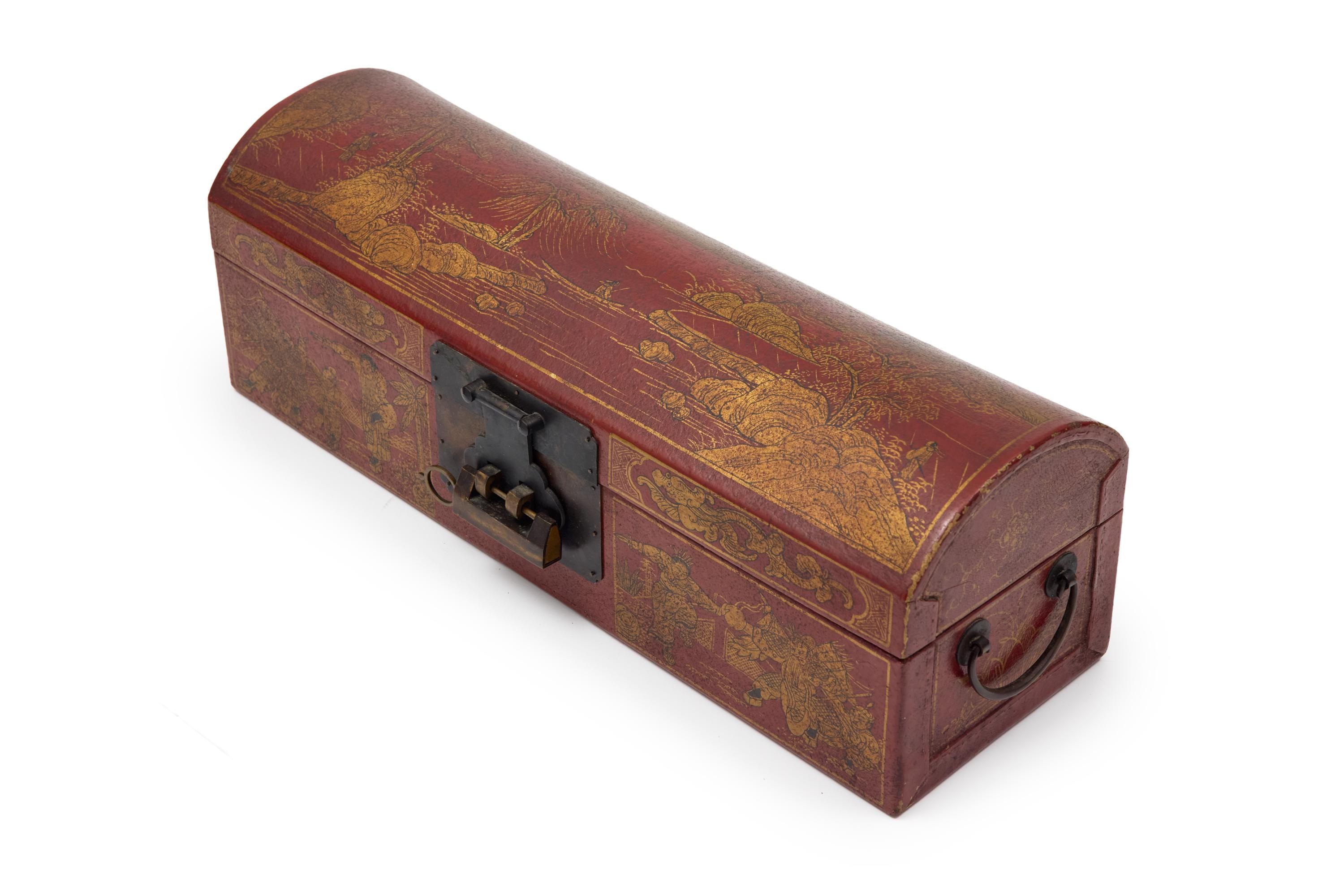 中国清時代　物入れ Antique Chinese Red Leather Box - Etsy
