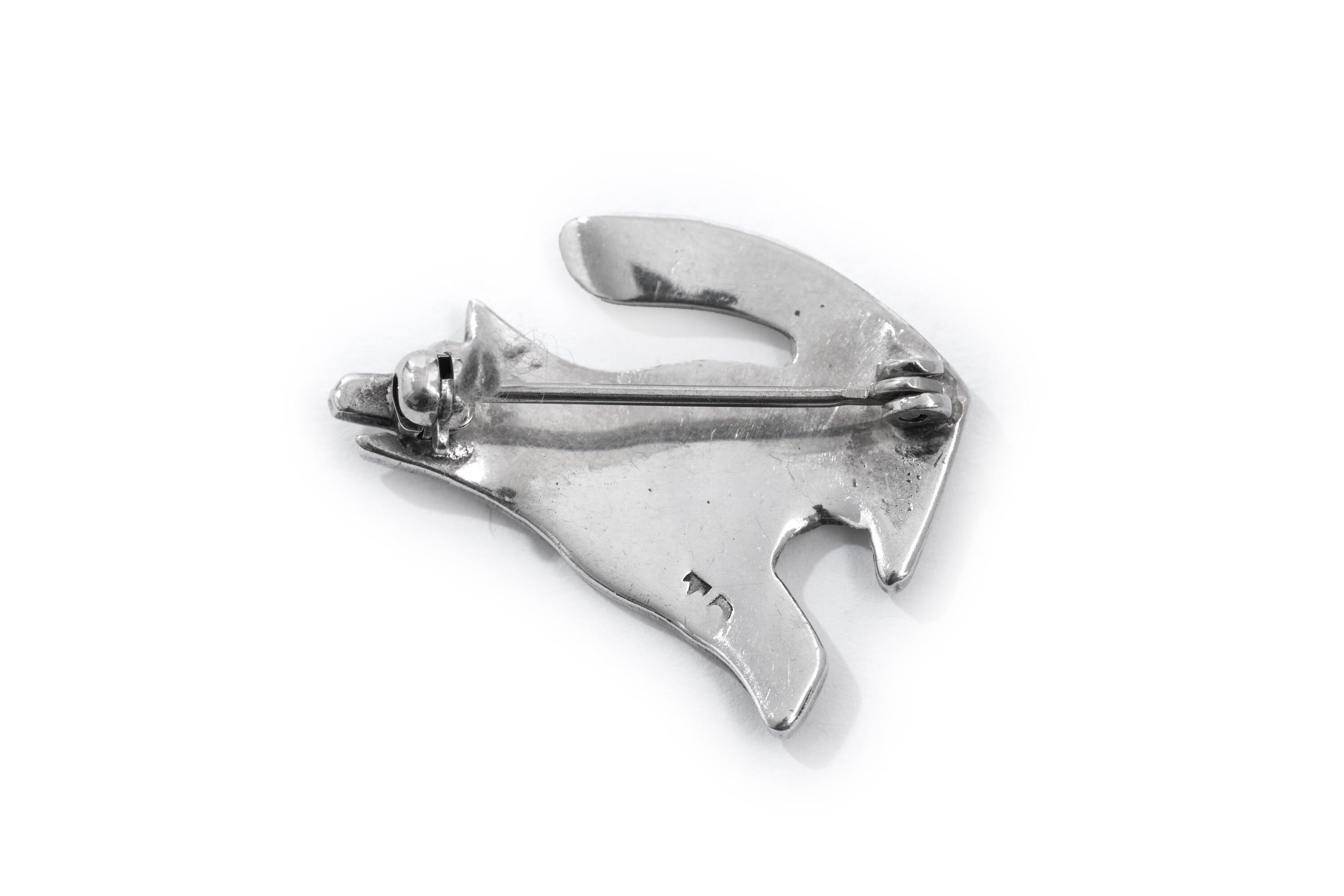 Sterling Silver Howling Coyote Pin – Tom David, Navajo Artisan, 1 