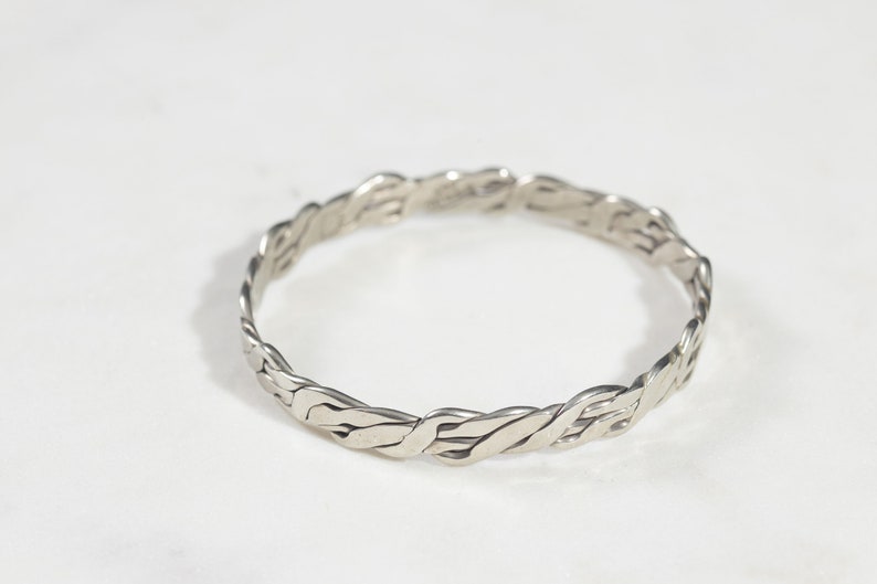 Vintage Sterling Silver Handmade Braided Bangle Bracelet